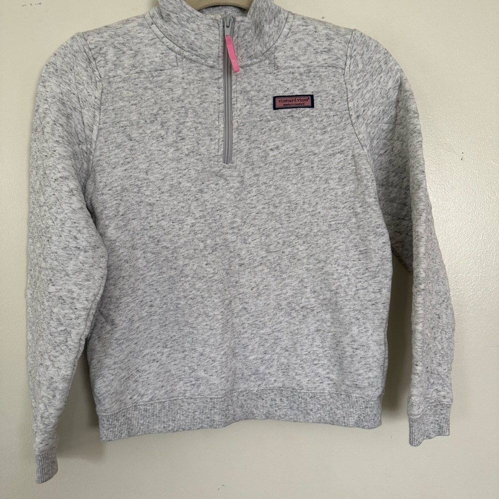 Vineyard Vines Grey Quilted Quarter Zip Sweatshirt Girls L(14) - Picture 2 of 10